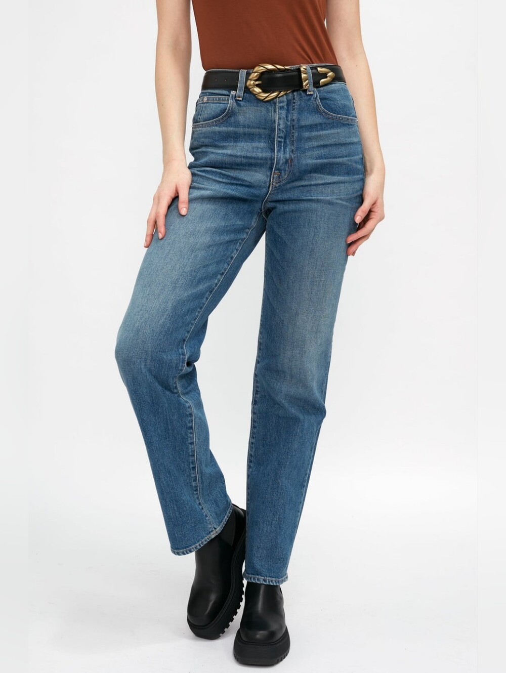 SLVRLAKE London Straight Leg Jean in Monterey Wash size 28